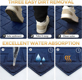 Deurmat voor binnen en buiten, wasbaar, entreement, binnen, vuilvangmat, antislip, deurmat voor entree, patio, hal, tuin, binnen en buiten (blauw, 119 x 180)
