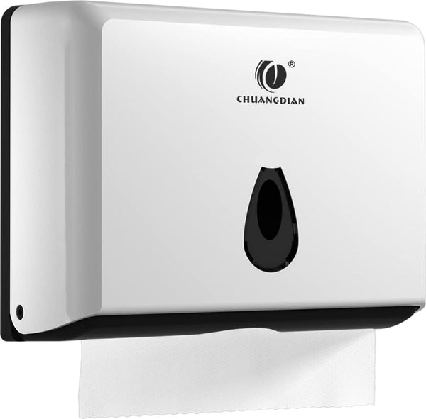 handdoekdispenser Multi-vouwdispenser voor badkamer keuken Plastic handdoekdispenser met slot Toiletrolhouder Dunne wandhanddoekdoos (wit)