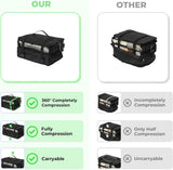 Hangende plankstof met 3 compartimenten, Kofferorganizer Hangend, Opvouwbare Garderobeorganizer Hangend, Draagbare Reisplank, Zwarte Bagageorganizer, Draagbare Hangende Reisorganisator