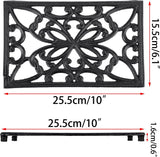 Gietijzeren potmat met vlinderpatroon, vintage roestvrij hittebestendig onderzetter met rubberen voetjes voor eettafel keuken hotpotbasis, kom zwart (25,5 x 15,8 x 1,6 cm)
