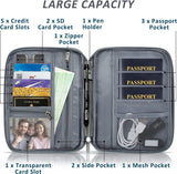 Paspoorttas paspoorthoes familie reizen portemonnee waterdichte reisorganizer voor het opbergen van creditcards ID-kaart instapkaarten tickets, grijs, Casual