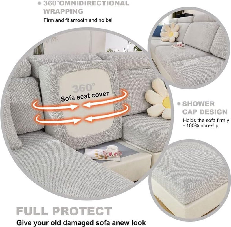 Zitbank, kussenhoes, stretch bankhoes, universele elastische bankzithoes, antislip bankhoes beschermhoes voor bankkussen L-vormige chaise lounge meubelbescherming