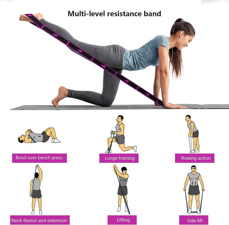 Yoga stretchband, yoga stretchband met 8 lussen yoga stretchband fitness pilates fysiotherapie stretchband voor asana's stretch stretch