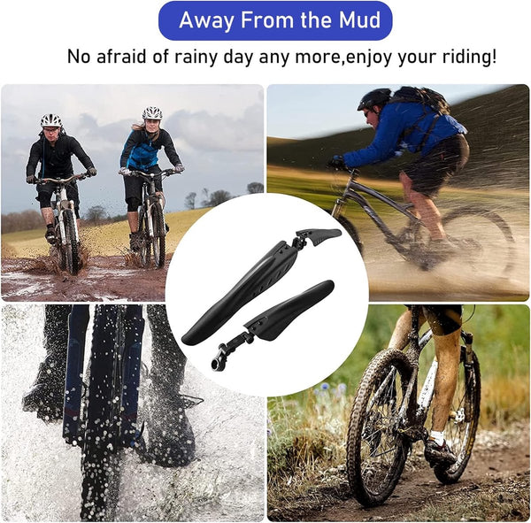 Spatborden voor mountainbike, 24 - 29 inch, universeel MTB-spatbord voor voor- en achterwiel, spatwater/vuil, verstelbare mudguard voor mountainbike, racefiets, stadsfiets