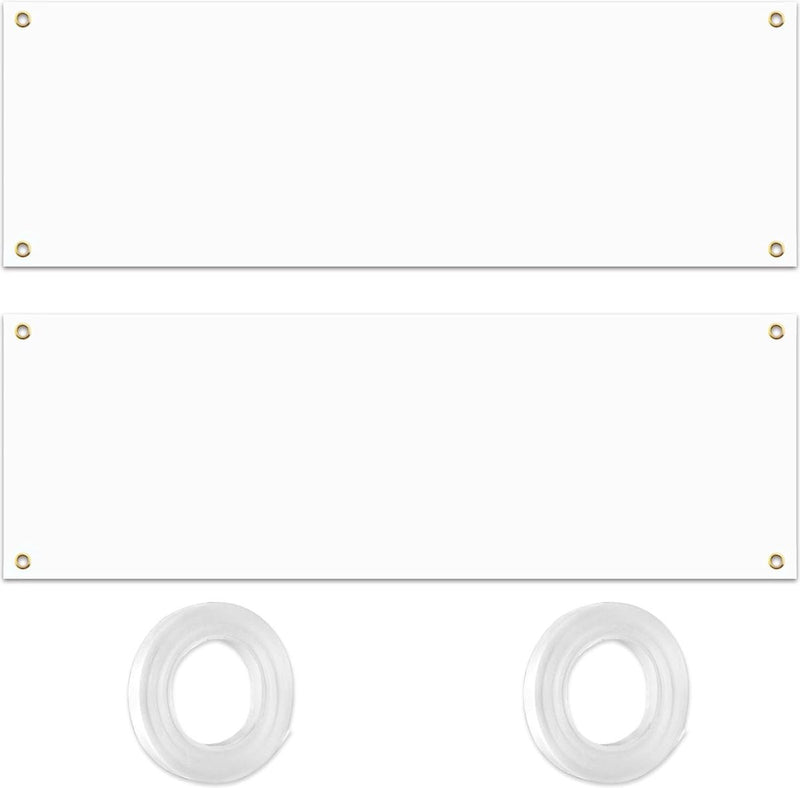 Set van 2 grote blanco banners, witte banners, zelf vormgeven, gepersonaliseerd, blanco lang met oogjes voor verjaardag jeugdwijding, polyester feestbanner met 10 m hangend touw voor feestfeesten, 180