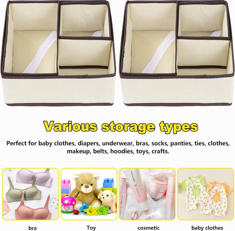 6 stuks opbergdozen kast, lade-opbergsysteem, kledingkast, organizer, opvouwbare opbergdoos, stof, kastorganizer voor sokken, stropdassen, kleding, ondergoed (off-white)
