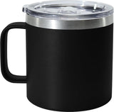 Roestvrijstalen thermosbeker met deksel, 470 ml, dubbelwandig, met handvat, lekvrij, campingbeker, reisbeker, bierpul, BPA-vrij