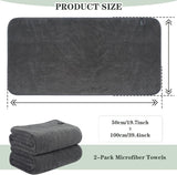 Set van 2 microvezelhanddoeken, microvezelhaarhanddoek, pluizige microvezelbadhanddoek, microvezelhanddoeken voor haar, zachte en absorberende douchedoeken, 50 x 100 cm, donkergrijs
