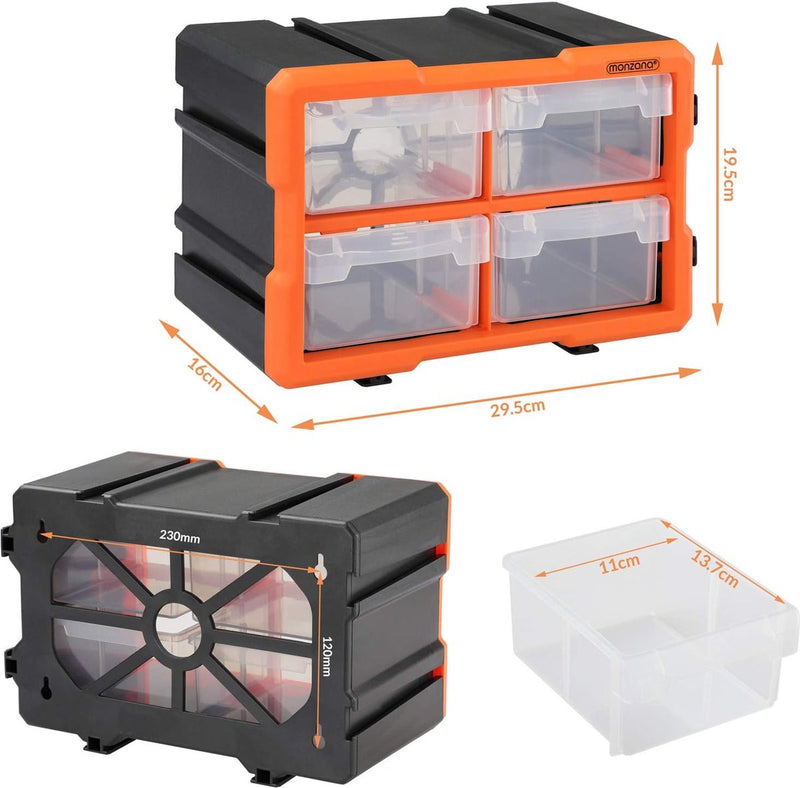 Opbergdoos voor kleine onderdelen, uitbreidbaar, 8 vakken, sorteerbox voor kleine onderdelen, opbergdoos, werkplaats