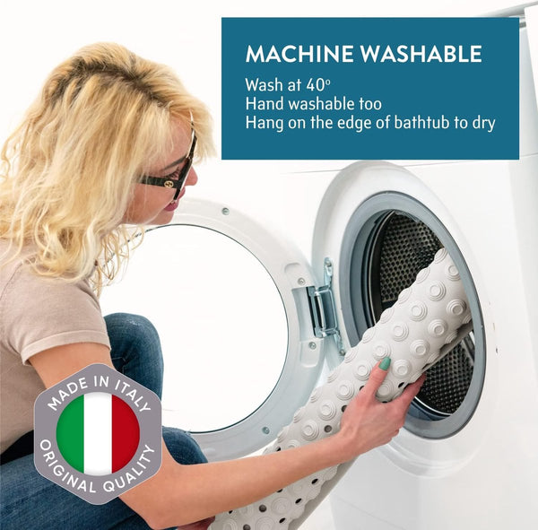Detail Premium Italië douchemat, antislip, voor senioren en kinderen, 60 x 60 cm, schimmelbestendig, BPA-vrij, antislipmat douche/bad, vierkant, TÜV-certificaat, wit