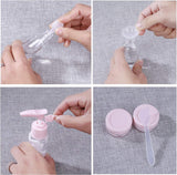 Lege reisflessen set kleine cosmetische container, navulbaar voor vliegtuigshampoo vloeistof draagbare vlucht handbagage accessoires met transparante toilettas, 12 stuks, roze