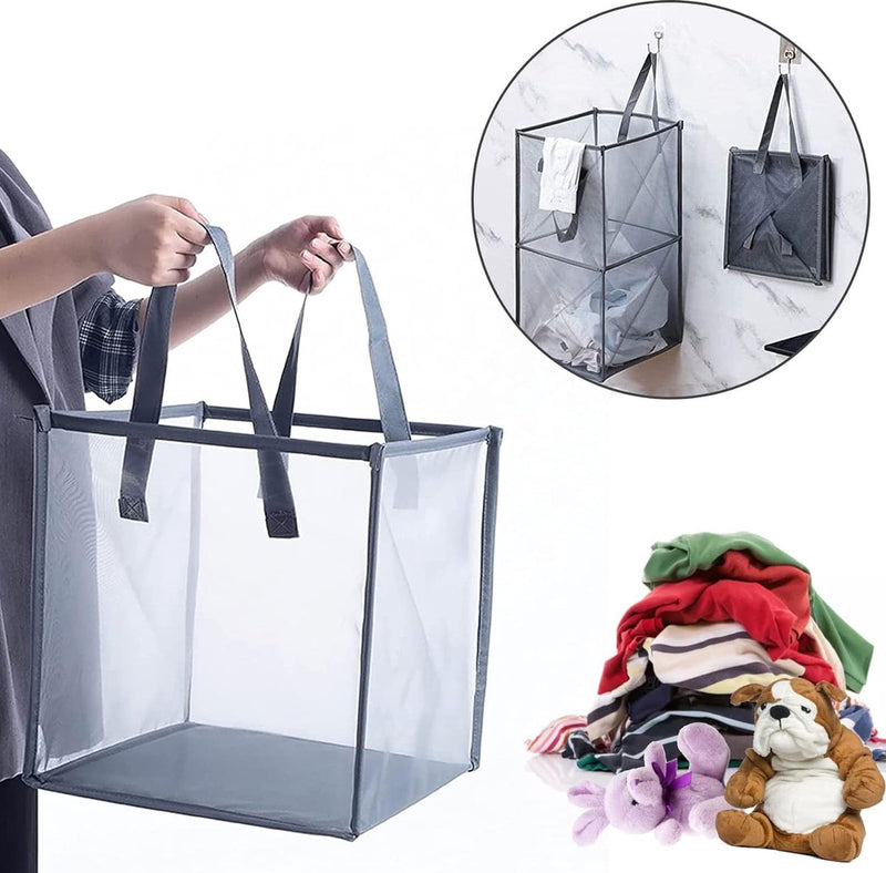 Wasmand, opvouwbare wasmand, waskist, wasbox, mandenopslag, wassorteerder, pop-up wasmand, speelgoedorganisator voor kinderen, opbergtas met handvat (klein)