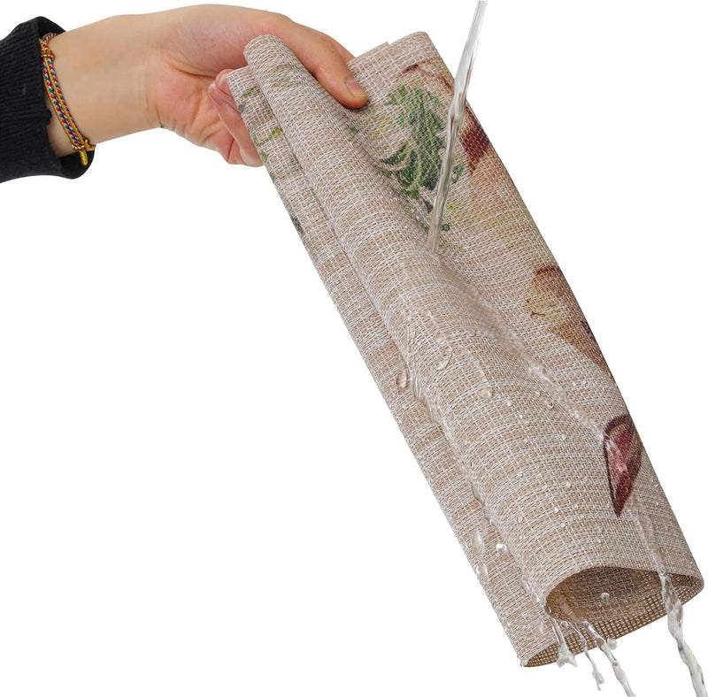 Afwasbare placemats, set van 6, paaseieren met bloemen, cartoon, konijn, tafeldecoratie Pasen, lente, banket, placemats, vakantie, party, decoratie, placemats seizoensgebonden placemats