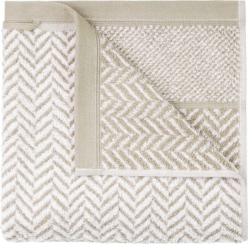 Handdoekenset, 100% katoen, patroon (zandgrijs/wit, 3 handdoeken 50 x 100 cm)