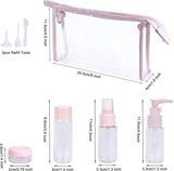 Lege reisflessen set kleine cosmetische container, navulbaar voor vliegtuigshampoo vloeistof draagbare vlucht handbagage accessoires met transparante toilettas, 12 stuks, roze