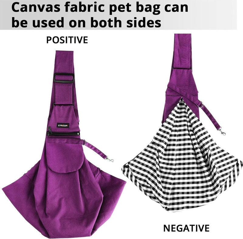 Hondendraagtas, huisdier, verstelbare schoudertas, transporttas voor huisdieren, ademende transporttas voor katten en honden, geschikt voor wandelingen in de open lucht, paars