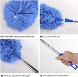 Stofdoek, telescopisch, wasbaar, 254 cm lang, uittrekbaar, stofwisser, telescoopsteel, stofborstel, telescopische handgreep, stofborstel, verwijdert moeiteloos stof en spinnenwebben, blauw