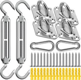 Zonnezeil bevestigingsset M6 - hoogwaardig roestvrij staal 304 - draagvermogen van 80 kg - karabijnhaken, klimgespen, wandhouders, schroeven en kunststof verlengingen inbegrepen