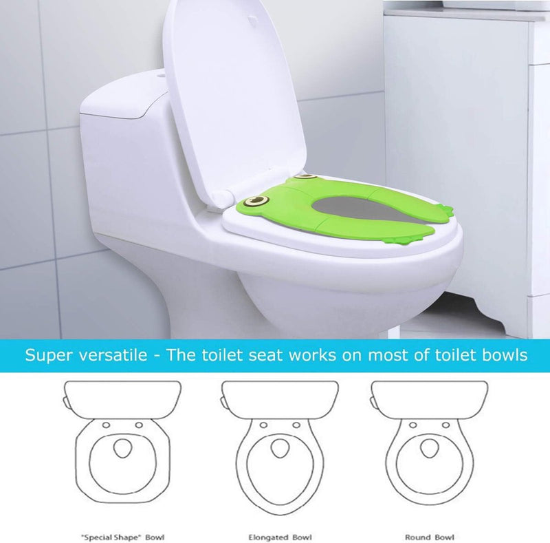 Toiletbrilhoes Opvouwbare toilettrainer voor kinderen| Draagbare reistoiletbril Toiletbrilhoezen met antislip siliconen kussen Recyclebare toiletbril voor reispotje| Groente