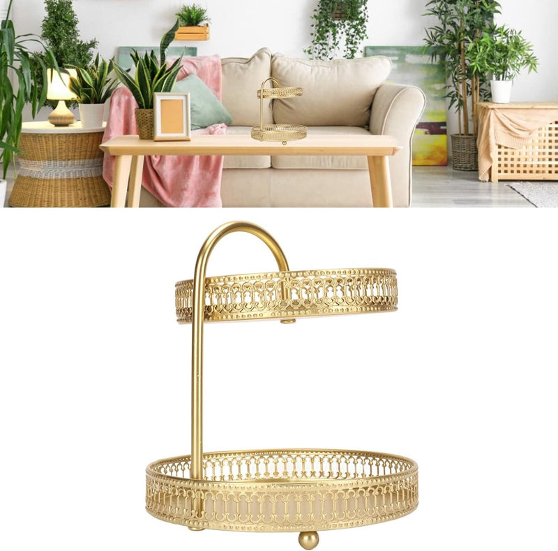 Gouden taartstandaardset, 2-laags fruitschaal met grote capaciteit, decoratieve multifunctionele cupcakestandaard voor thuisfeestkeuken