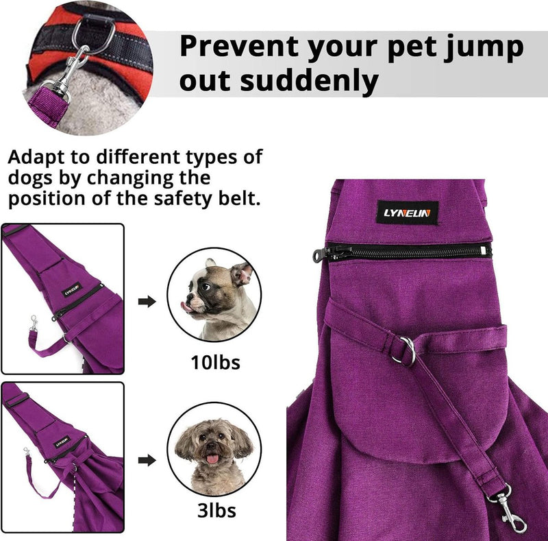 Hondendraagtas, huisdier, verstelbare schoudertas, transporttas voor huisdieren, ademende transporttas voor katten en honden, geschikt voor wandelingen in de open lucht, paars