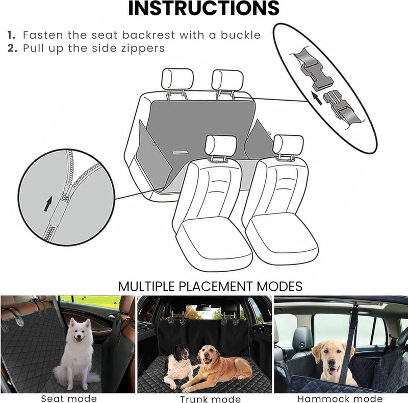 Autodeken voor honden, gevoerde en antislip kofferbakbescherming voor alle hondenrassen, verstelbaar en wasbaar, beschermt stoelen en alle soorten auto's.