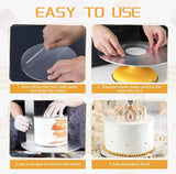 4 stuks taartplateaus rond acryl, diameter 16 cm x 3 mm, transparant met acryl taartschraper, niet-klevend taartbord voor het gladmaken en arrangeren van taarten, doe-het-zelf