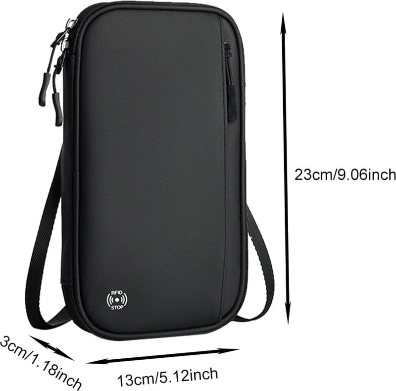 Paspoorttas, draagbare paspoorthoes, reisdocumentenorganizer, met RFID-blokkering, reisorganizer, zwart