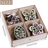 Set van 24 voorjaarsdecoratie hangers vlinders hazen eieren bloemen lente hanger van hout om op te hangen raamdecoratie raamhanger voor Pasen