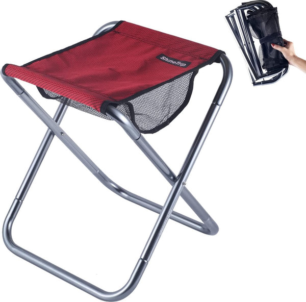 Campingkruk, klapkruk, licht en inklapbaar, opvouwbare kruk voor vissen, picknick, outdoor, rood, L