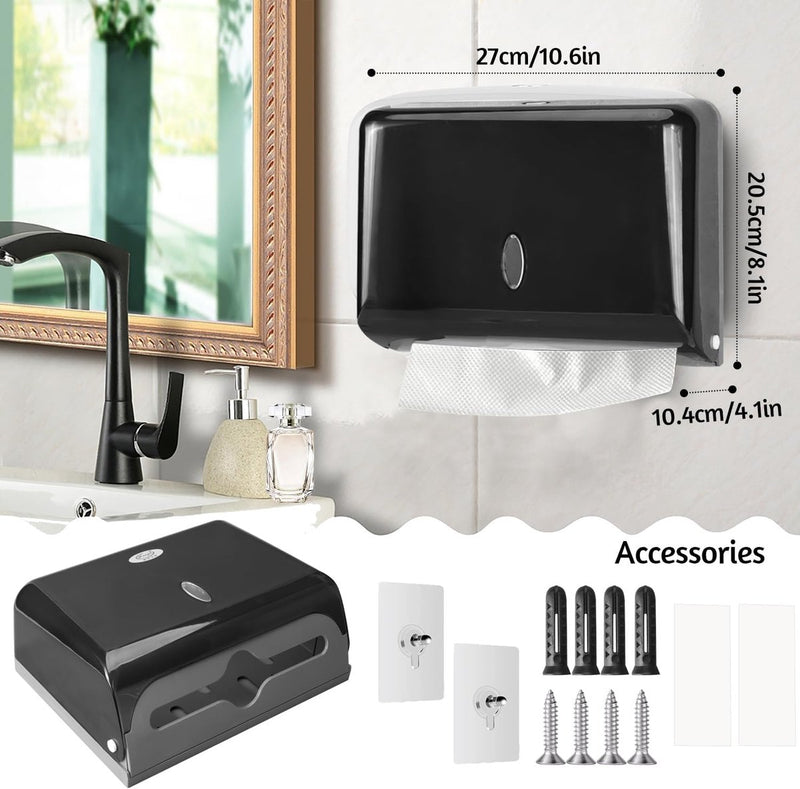 Papieren handdoekdispenser zonder boren, badkamerpapierdispenser, handdoekdispenser, wandgemonteerde handdoekdispenser voor C-, Z- of vouwpapierhanddoeken