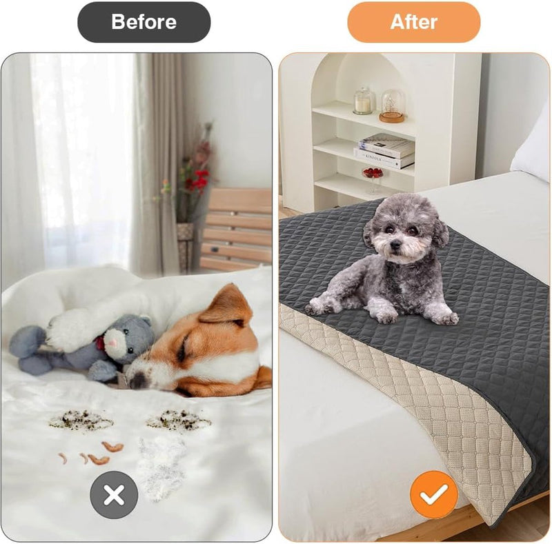 Waterdichte hondendeken, 180 x 75 cm, robuuste hondenmat als bescherming voor bank en bed, antislip hondendeken, ook voor grote honden, geschikt in de wasmachine, wasbaar (grijs)
