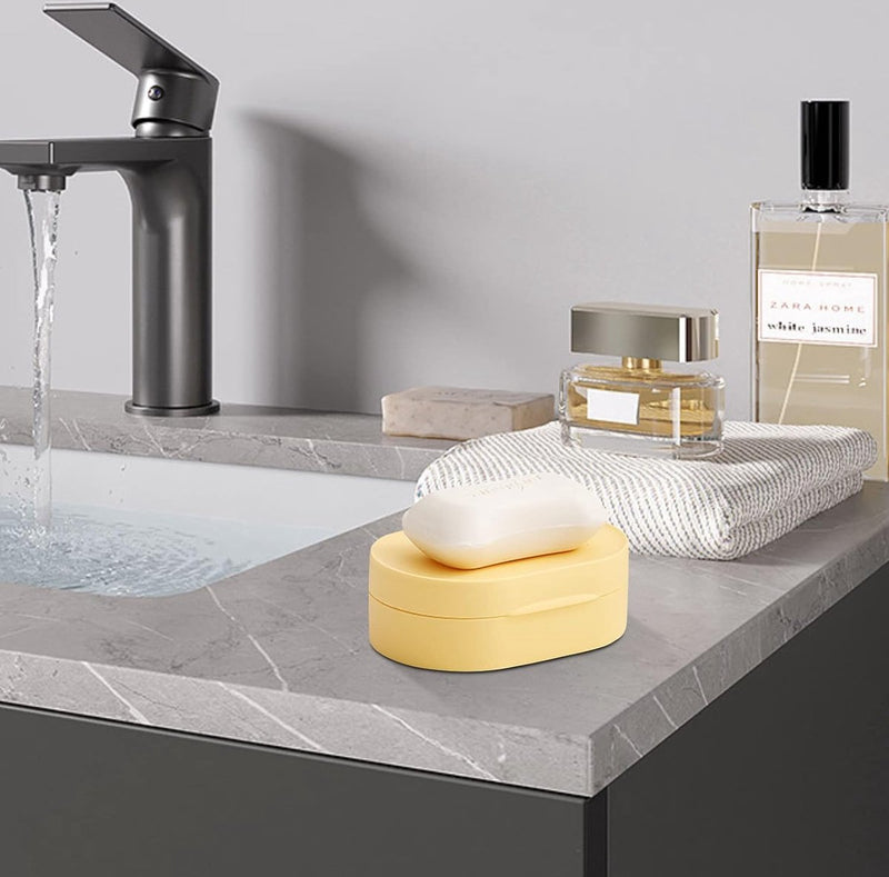 4 stuks waterdichte zeepbakjes met deksel, draagbare reiszeepdoos, kleurrijke creatieve zeepdoos, kunststof zeepbox voor zakenreizen, toerisme, fitnessstudio, zwembad, geel, roze, blauw, groen