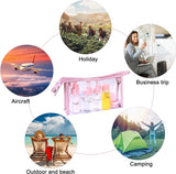 Lege reisflessen set kleine cosmetische container, navulbaar voor vliegtuigshampoo vloeistof draagbare vlucht handbagage accessoires met transparante toilettas, 12 stuks, roze