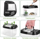 Terrarium voor reptielen en amfibieën, transparante kunststof reptielenkweekbox voor schildpad, hagedis, spide, hoornkikker, draagbare reptielenvoederbox, S (L17,8 x B 12 x H 12,7 cm)
