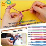 Haaknaaldenset, ergonomische zachte rubberen haaknaalden met comfortabele handgreep voor het breien voor beginners, volwassenen, kleurrijke haaksets, accessoiresets en verschillende soorten naalden