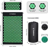 Acupressuurmattenset, Shiatsu-massagemat, acupunctuurmassagemat met hoofdkussen en 2 massageballen, tas, voor verlichting van rugpijn, hoofd-nekpijn, verlichting van spanning