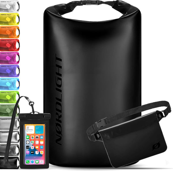 Dry Bag en waterdichte tas, 2 l, 5 l, 10 l, 15 l, 20 l, 30 l, waterdichte pakzak, rolsluiting en schouderriem, zwemmen, strand, kano, staand peddelen, duiken