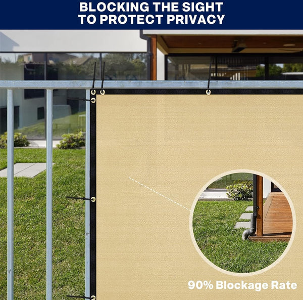 Inkijkbescherming omheining, 1,5 m x 15,2 m, tuinhek, schaduwnet met ingestanste ringen, 140 g/m², blokkade, uv-bescherming, outdoor, windscherm, zonwering, inkijkbescherming, weefsel,