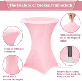 Set van 3 stretch-bartafelhoezen voor bistrotafels, diameter 80-85 cm, elegante versteviging in het voetgedeelte, stretch-covers roze hoezen voor bartafels en bistrotafels (80 x 110 cm, roze).
