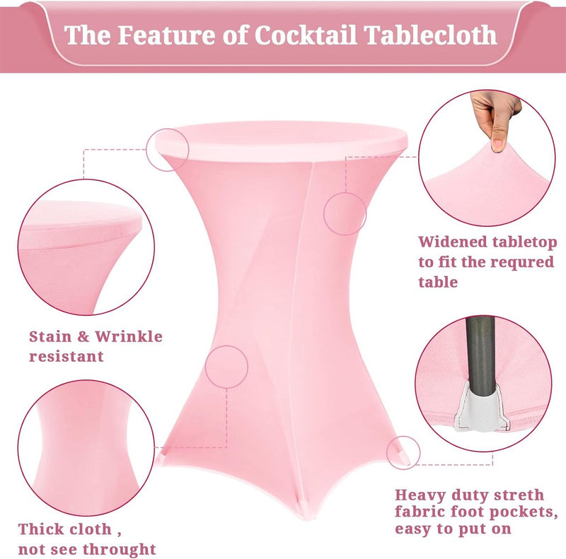 Set van 3 stretch-bartafelhoezen voor bistrotafels, diameter 80-85 cm, elegante versteviging in het voetgedeelte, stretch-covers roze hoezen voor bartafels en bistrotafels (80 x 110 cm, roze).