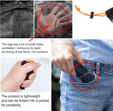 Zwarte nettas, nylonzak, robuuste nettas met trekkoord, draagbare kleine mesh-reistas, voor op reis