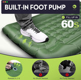 Reis-isomat, luchtmatras, zelfopblazend, verdikte opblaasbare isomat, camping met voetpers, pomp, opblaasbaar luchtmatras, ultralicht, isolatiemat met hoofdkussen, oogmasker, oordopjes