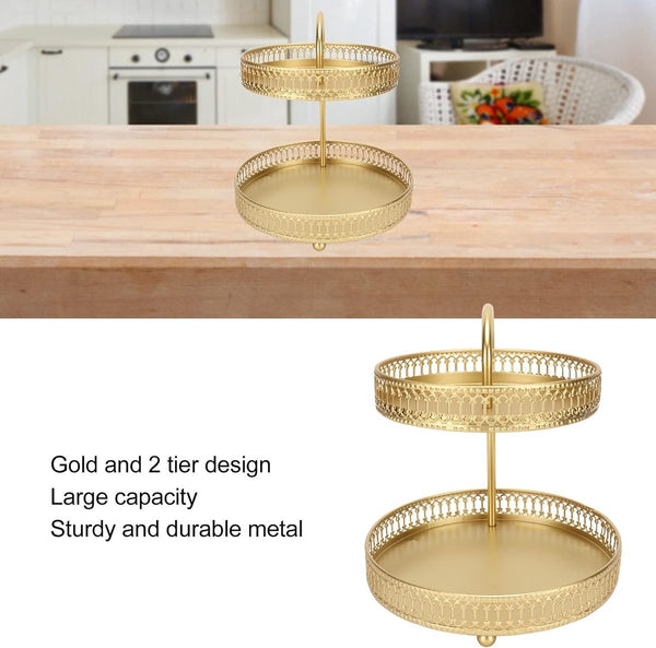Gouden taartstandaardset, 2-laags fruitschaal met grote capaciteit, decoratieve multifunctionele cupcakestandaard voor thuisfeestkeuken