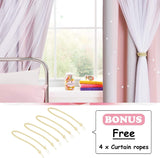 erduisteringsgordijnen voor kinderkamer, 2-delige set, 240 x 132 cm, gordijnen voor kinderkamer voor meisjes, dubbellaags gordijn met holle sterren en voile gordijn met inslagringen, roze