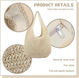 Grote stro, rotan strandtas, hobo handtassen, handvat, zomer, handgeweven stro portemonnee, beige