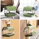 Vogeltransportrugzak met zitstang, reisvogelkooitas, licht met schaduwafdekking, kijkvenster voor papegaaien, kleine valkparkieten en andere vogels van vergelijkbare grootte (groen)