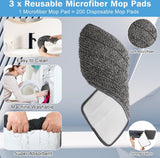 Vloerwisser met sproeifunctie, 500 ml navulbare watertank, sproeiwisser voor snelle reiniging met 3 wasbare microvezelhoezen, grijs sproeimop