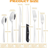 Bestekset voor 6 personen, 36-delig roestvrij staal, bestek incl. messen, vork, lepel, steakmessen, spiegelgepolijst, vaatwasmachinebestendig