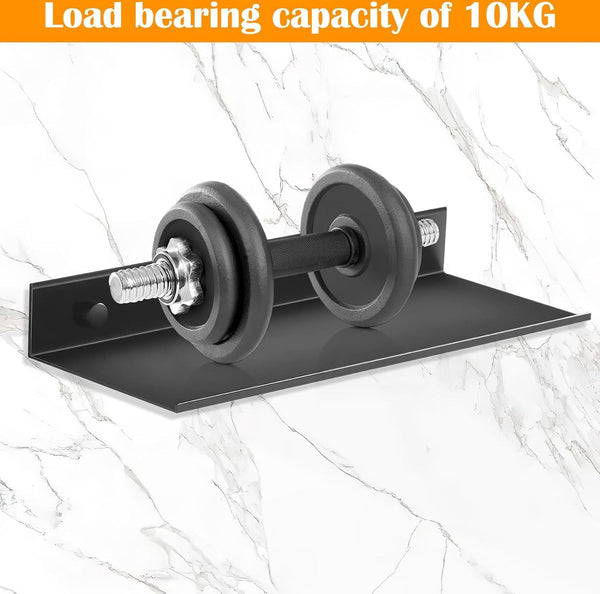 Set van 2 doucheplanken, zonder boren, doucheplank, zelfklevend douchemandje, roestvrij, doucheplankorganizer, metaal, kleine wandplank, douchemandje, badkamer, zwart